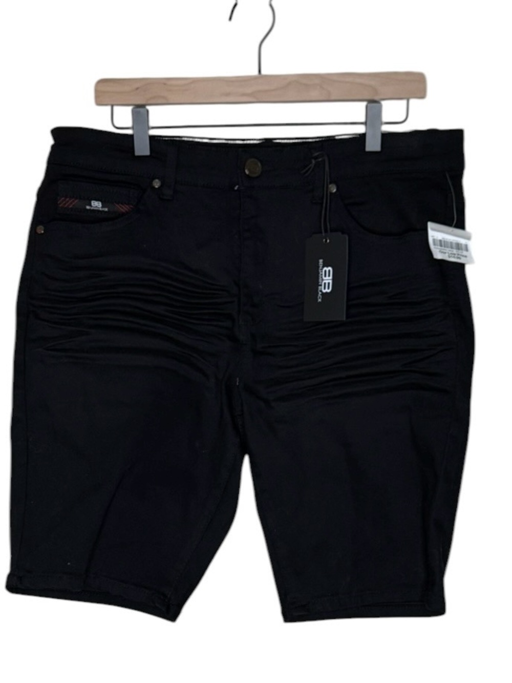 Benjamin Black Mens Premium Cotton Blend Shorts Waist 36” NWT Classic Black